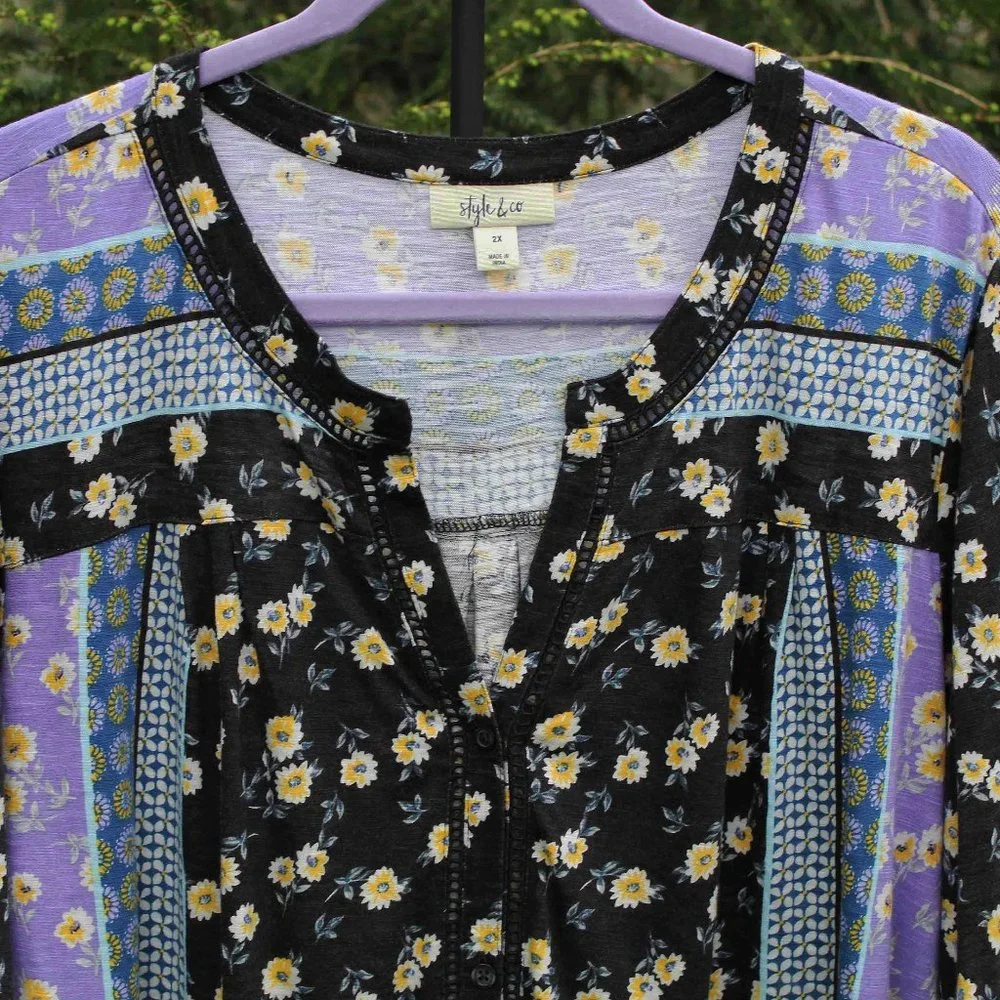 Style & Co Plus Sz-1x Soft Knit Buttondown Top NWT - Picture 2 of 5